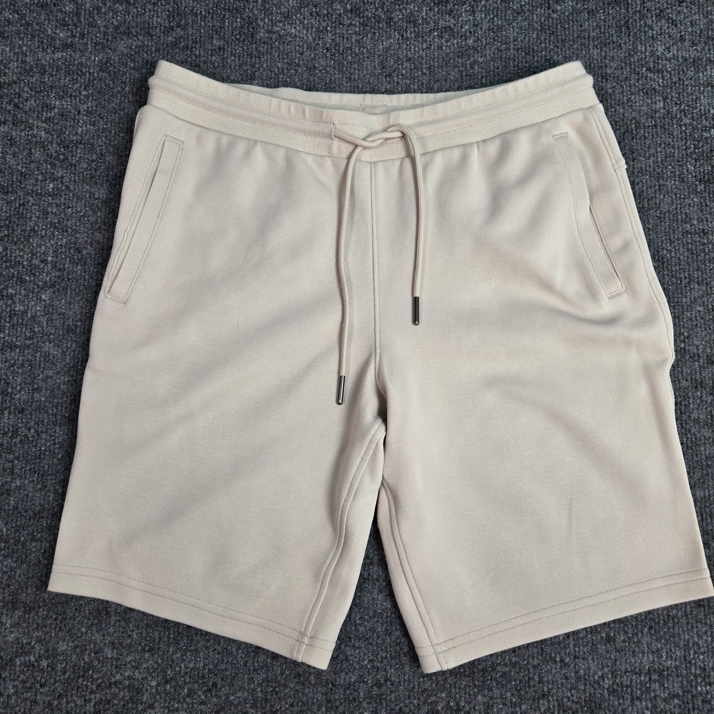 Express Beige Drawstring Sweat Shorts Men's XS Casual Flat Front Slash Pocket